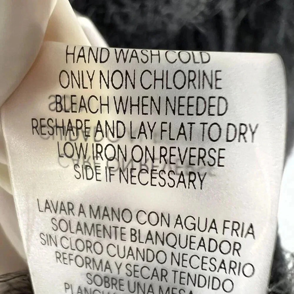 Calvin Klein Womens L Black Fuzzy Textured Knit Sweater Soft Faux Fur Crew Neck - Picture 14 of 16